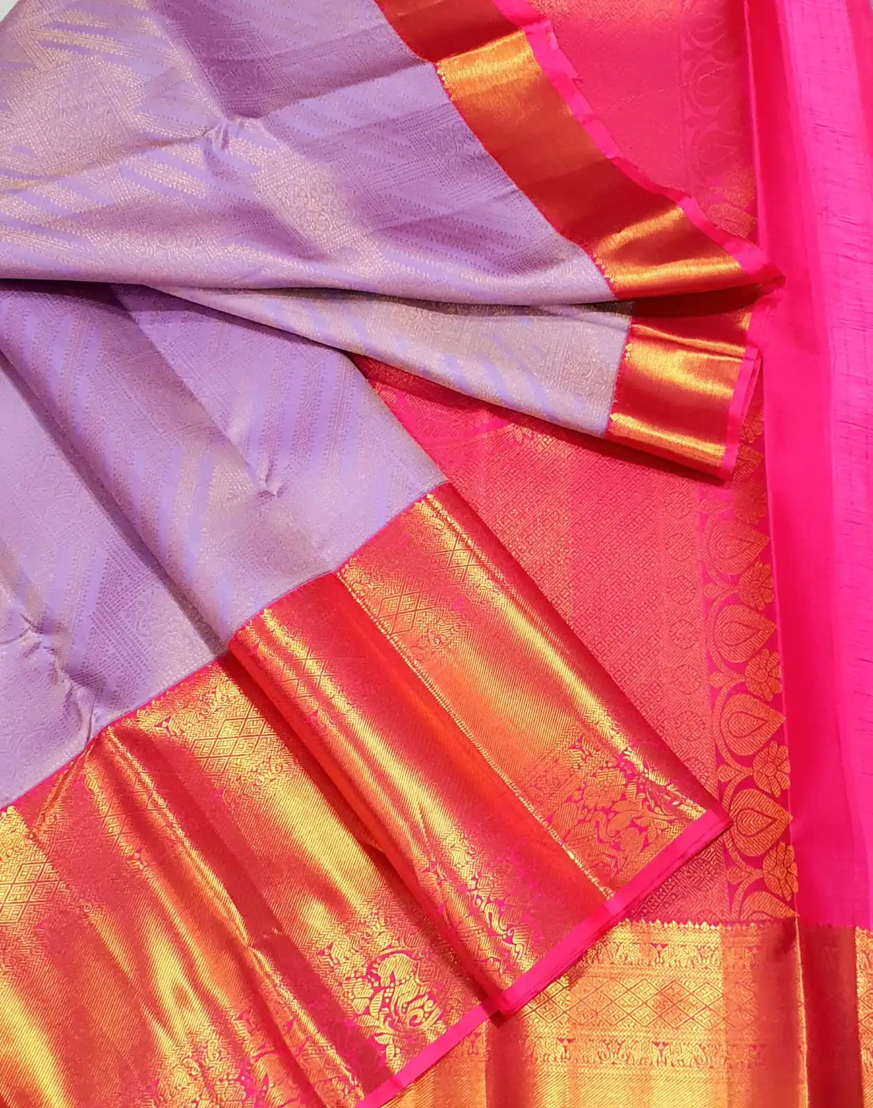 Kanchipuram Lavender Pink Brocade Bridal Silk Saree